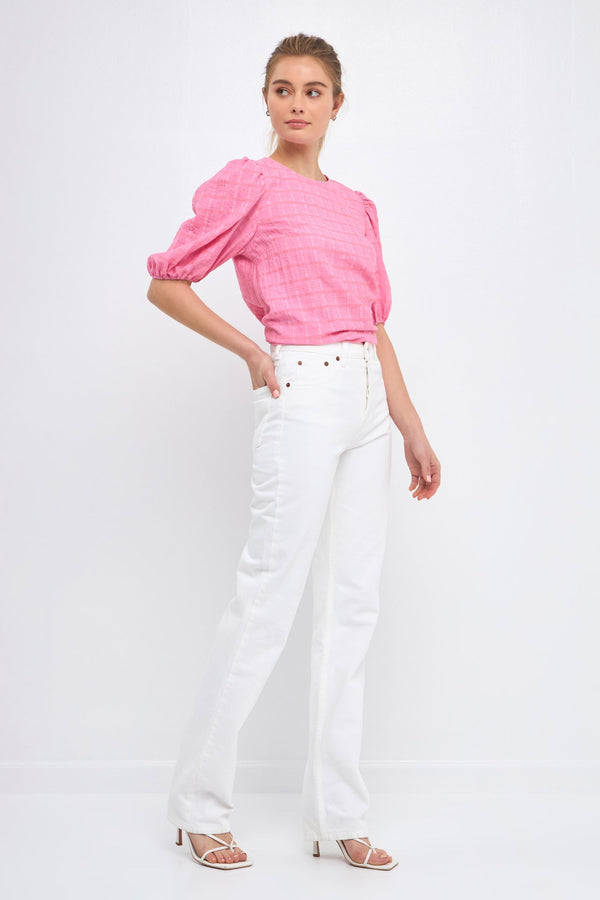 English Factory Women Woven Plaid Blouse WHITE