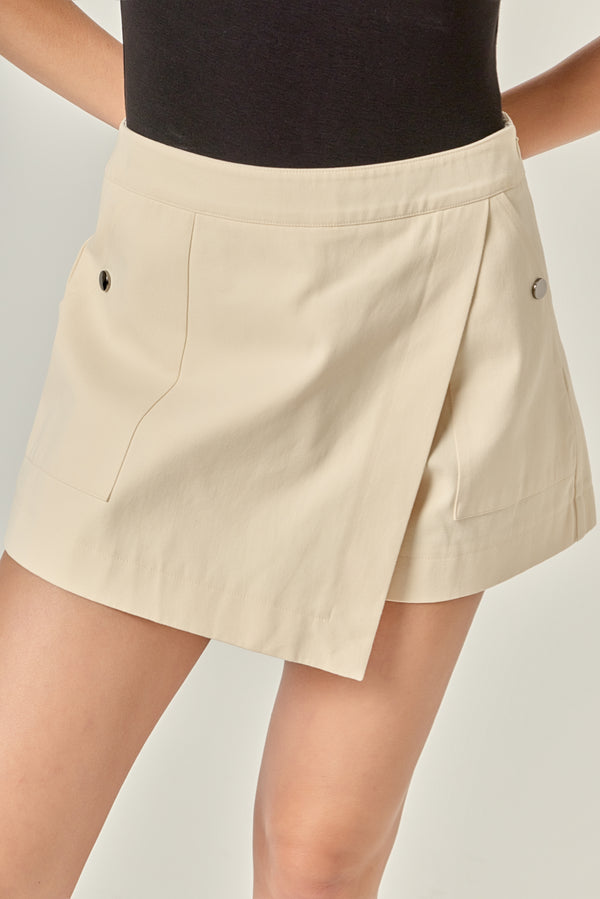 English Factory Wrap Detail Mini Skort CREAM