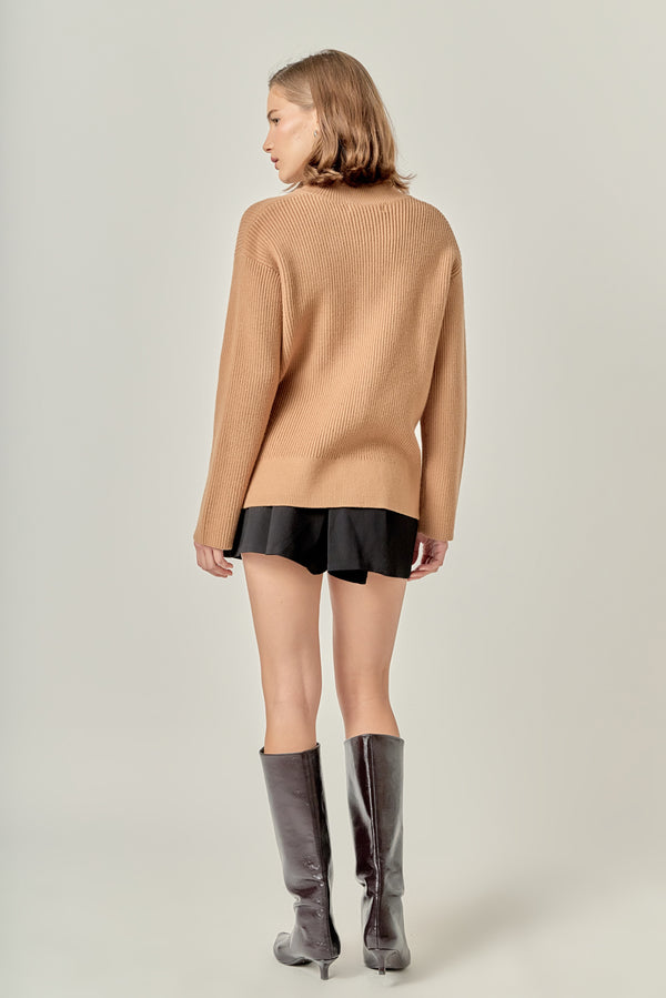 English Factory Zip Collared Sweater CAMEL