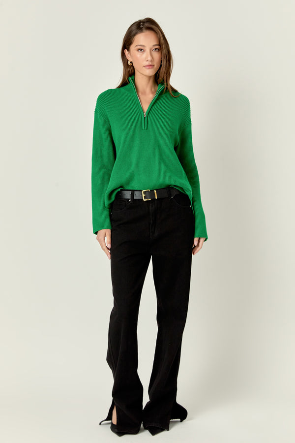english factory Zip Collared Sweater GREEN