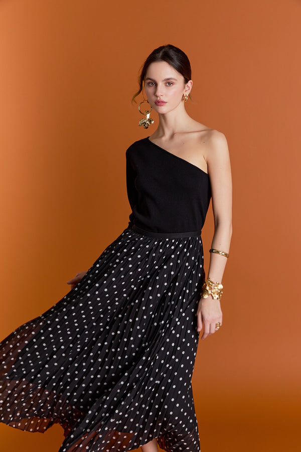 english factory Zoe Midi Skirt BLACK WHITE