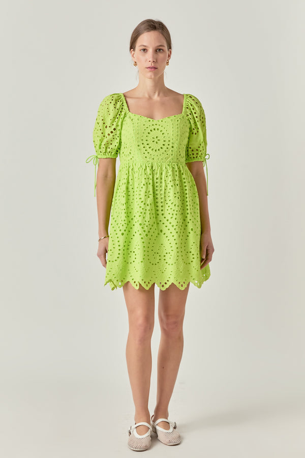 english factory Eyelet Scallop Edge Mini Dress PURPLE