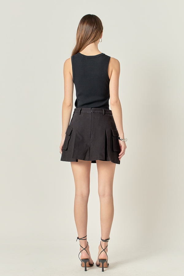 English Factory Flap Pocket Pleated Mini Cargo Skort BLACK