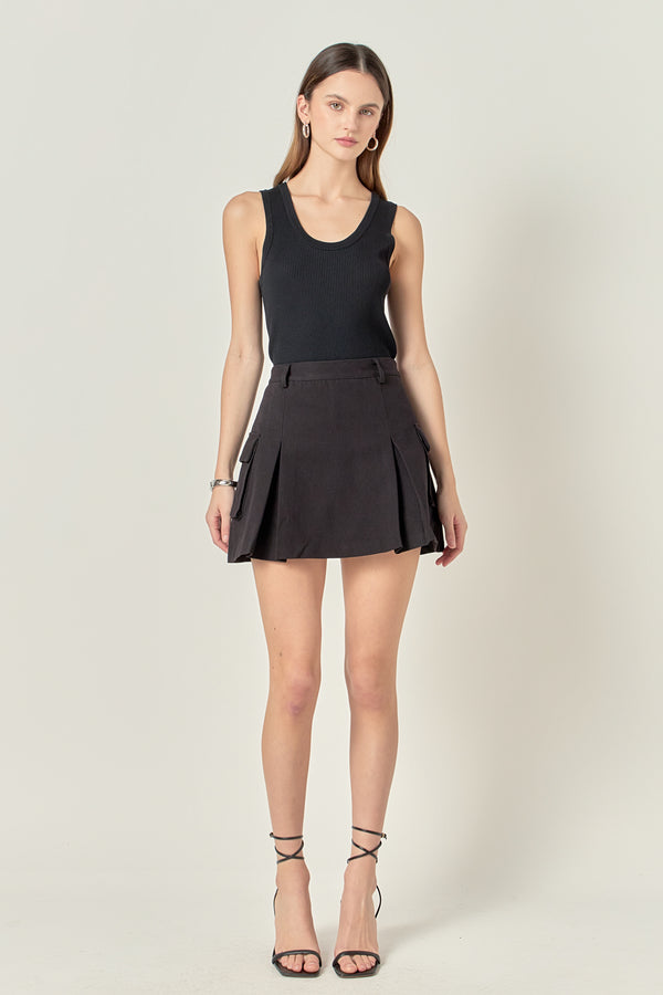 english factory Flap Pocket Pleated Mini Cargo Skort BLACK