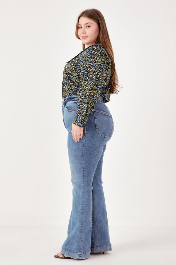 English Factory Floral Collar Detail Shirt BLACK MULTI