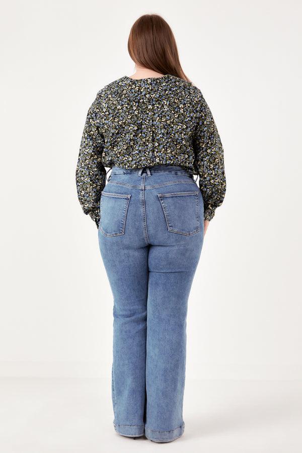 English Factory Floral Collar Detail Shirt BLACK MULTI