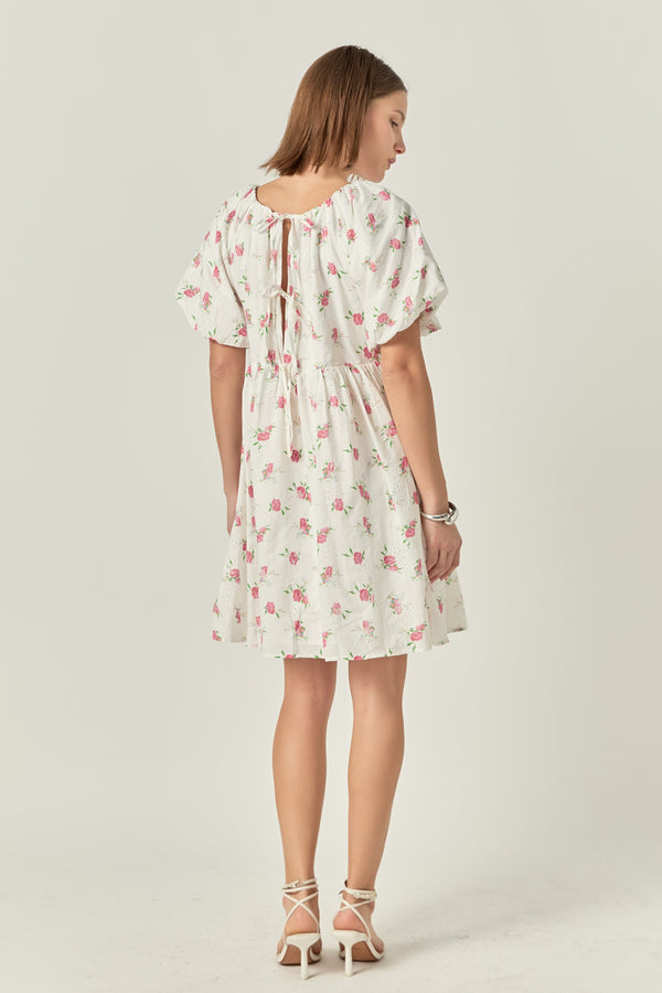 English Factory Floral Cotton Embroidered Dress WHITE MULTI