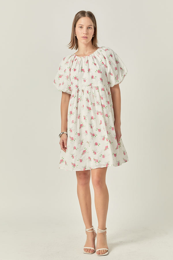 english factory Floral Cotton Embroidered Dress WHITE MULTI