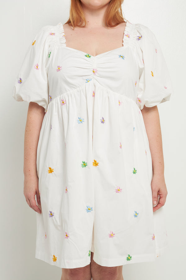 English Factory Floral Embroidery Babydoll Dress WHITE