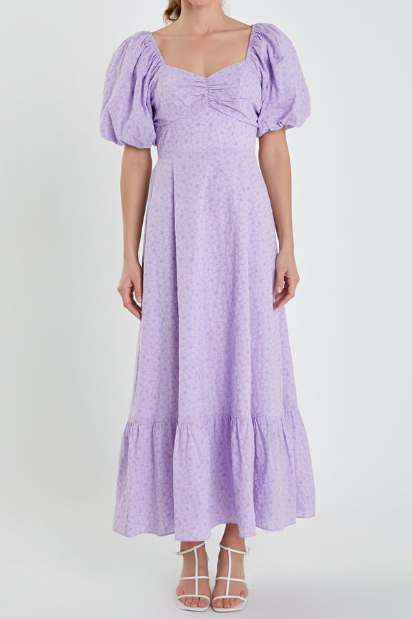 English Factory Floral Print Back Bow Tie Maxi Dress LILAC