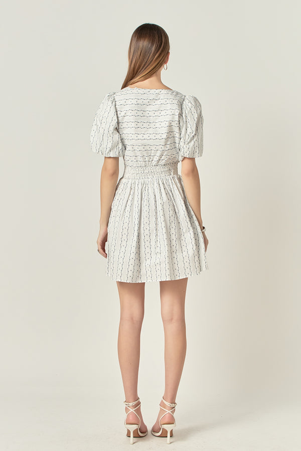 English Factory Floral Print Cotton Mini Dress WHITE/NAVY