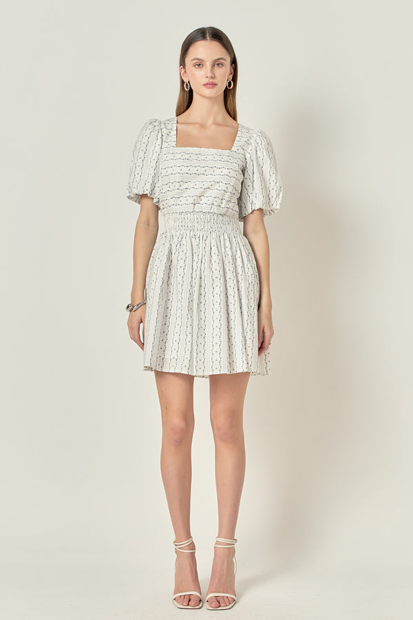 english factory Floral Print Cotton Mini Dress WHITE/NAVY