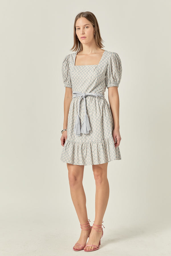 English Factory Floral Print Dress With Combo Braided Belt MULTI