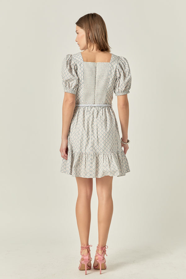 English Factory Floral Print Dress With Combo Braided Belt MULTI