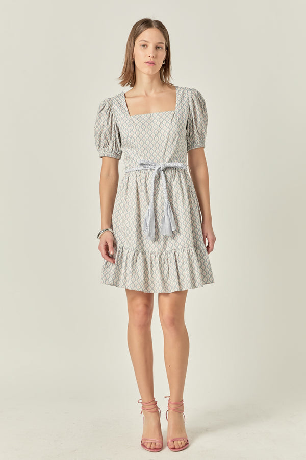 english factory Floral Print Dress with Combo Braided Belt MULTI