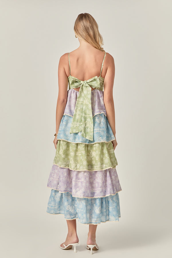 English Factory Floral Print Maxi Tiered Dress MULTI