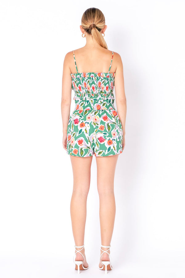 English Factory Floral Print Shorts With Smocking MULTI