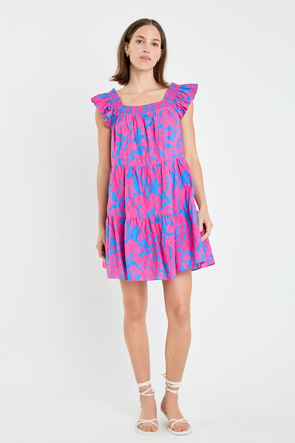 english factory Floral Print Sleeveless Mini Dress BLUE/FUCHSIA