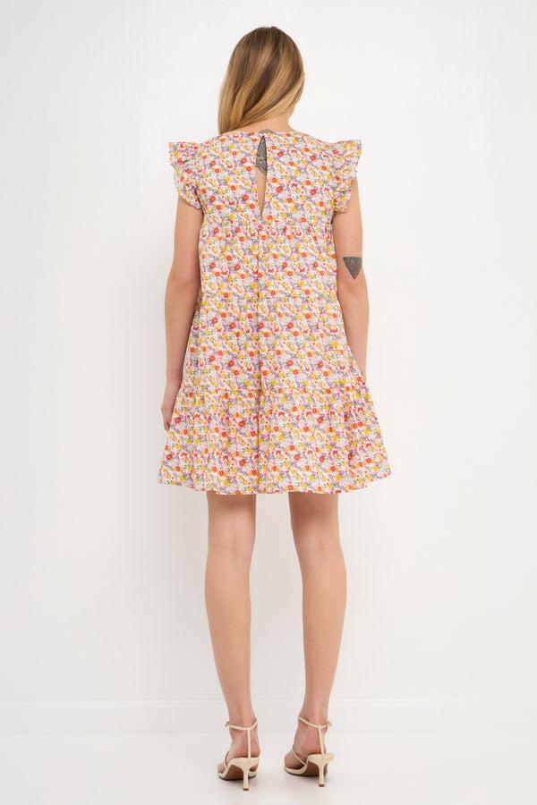 English Factory Floral Printed Babydoll Mini Dress WHITE/MULTI