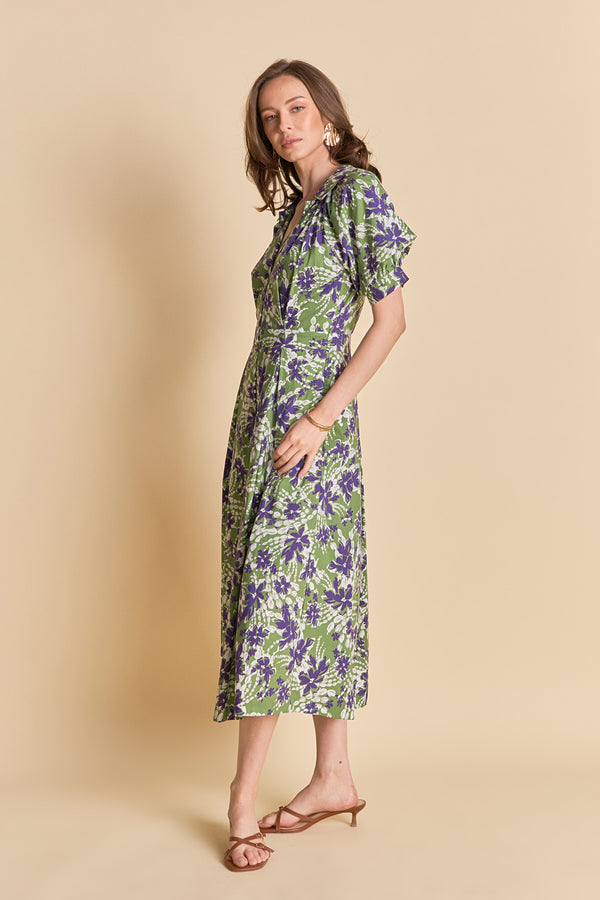 English Factory Floral Printed Midi Dress OLIVE MULTI