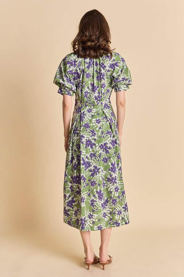 English Factory Floral Printed Midi Dress OLIVE MULTI