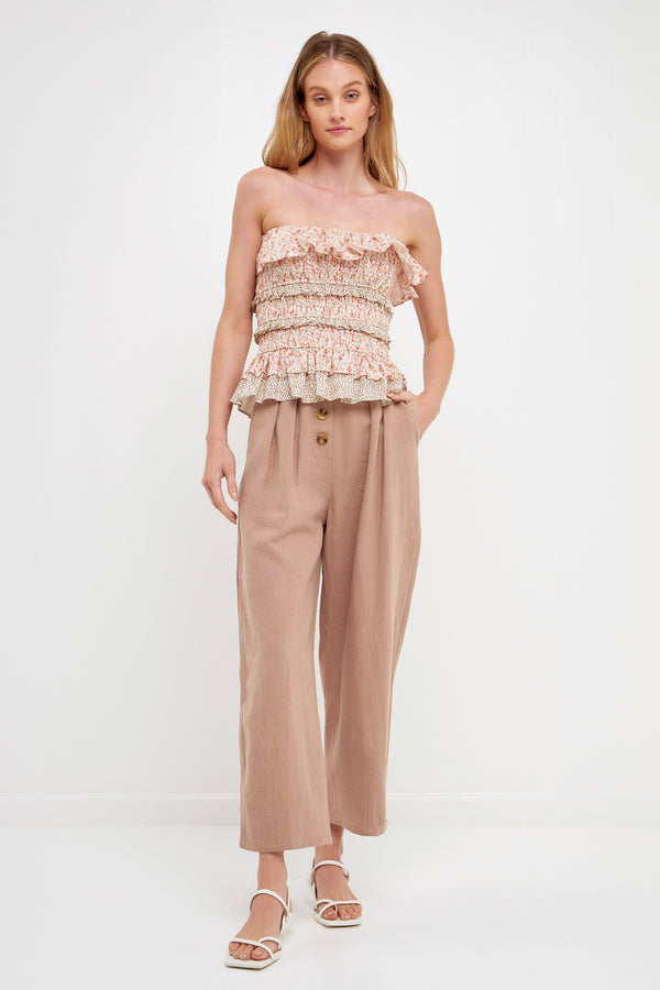 english factory Floral Smocked Sleeveless Top MULTI