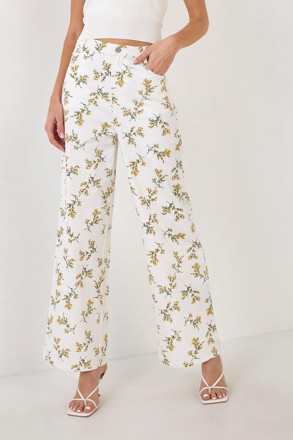 English Factory Floral Straight Leg Pants WHITE MULTI