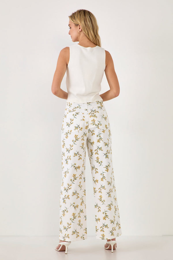 English Factory Floral Straight Leg Pants WHITE MULTI