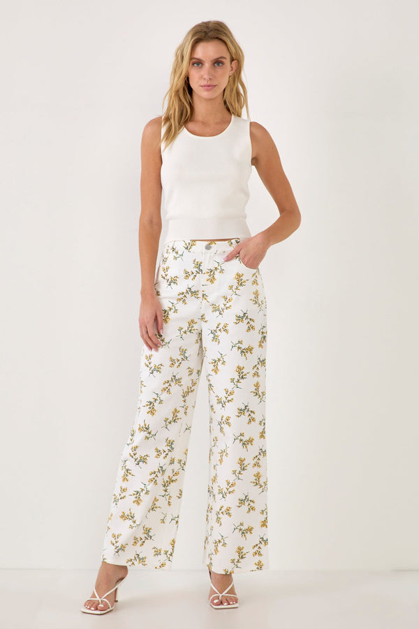 english factory Floral Straight Leg Pants WHITE MULTI