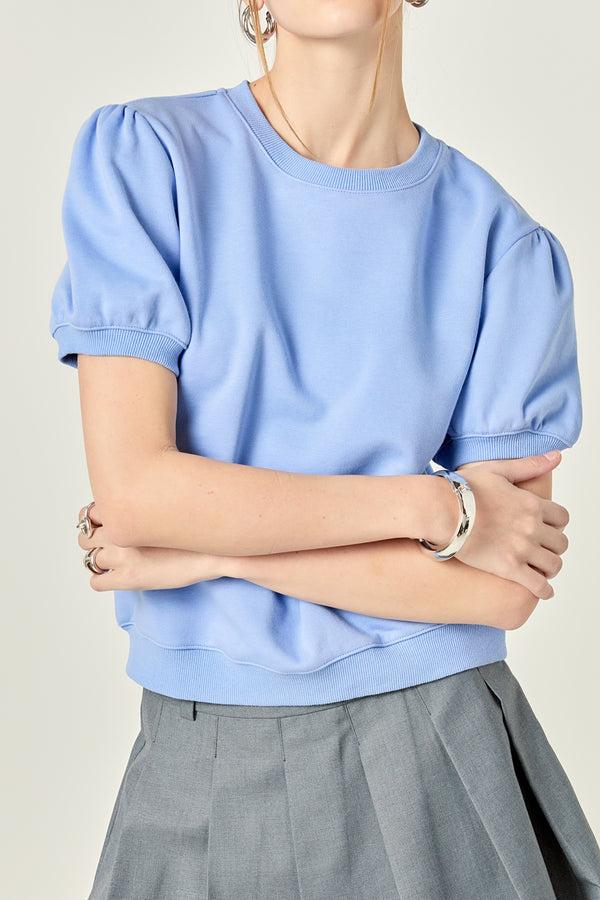 English Factory French Terry Puff Sleeve Sweatshirt In Powder Blue POWDER BLUE