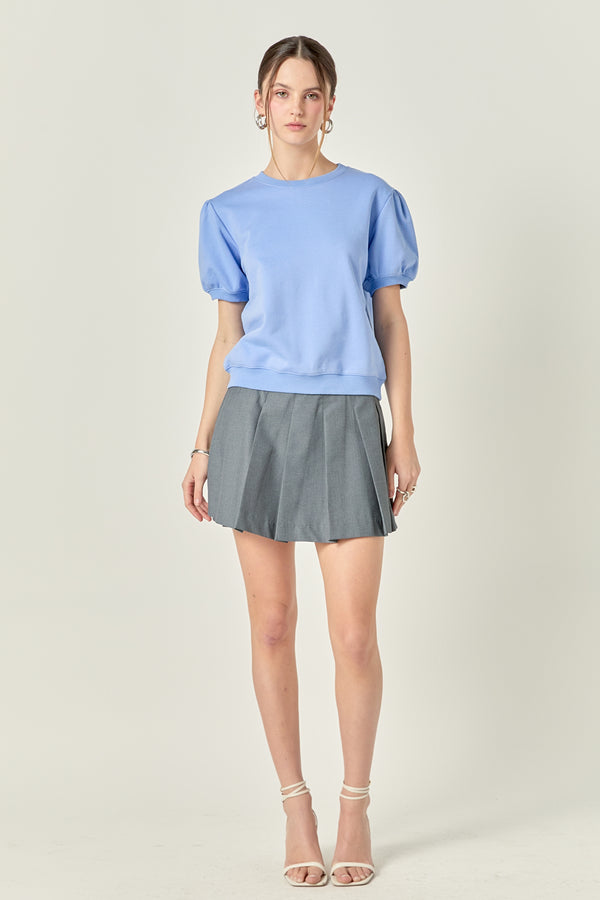 english factory French Terry Puff Sleeve Sweatshirt in Powder Blue POWDER BLUE