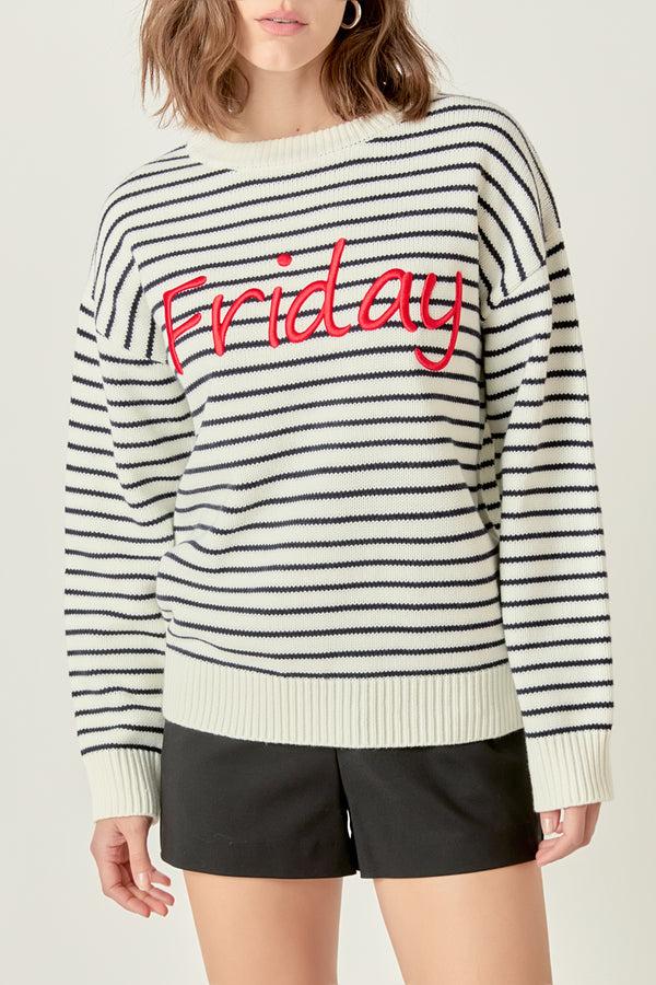 English Factory Friday Lettering Sweater IVORY/BLACK