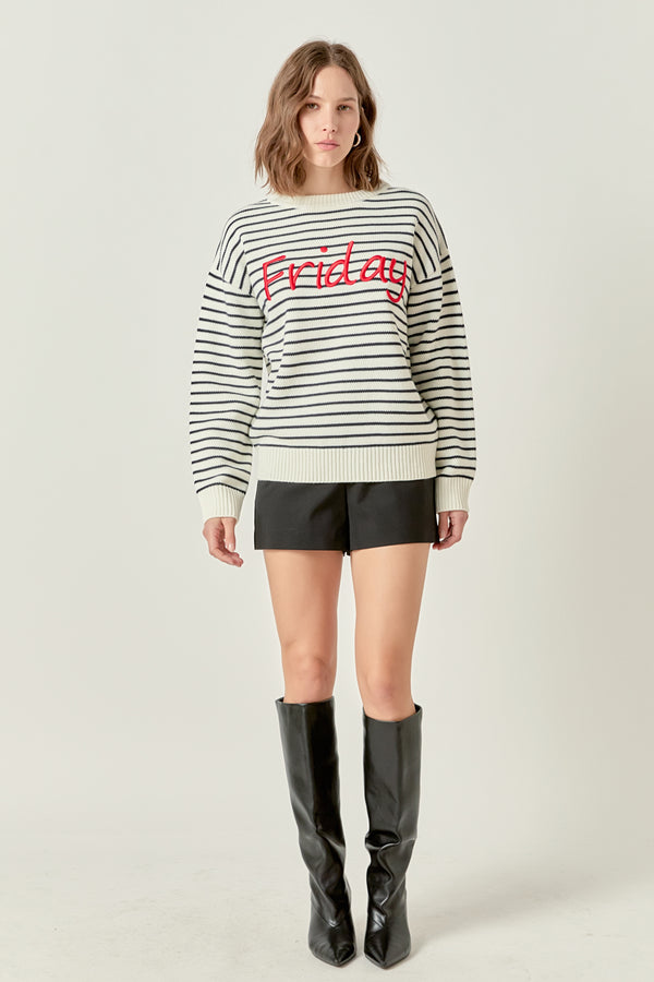 english factory Friday Lettering Sweater IVORY/BLACK