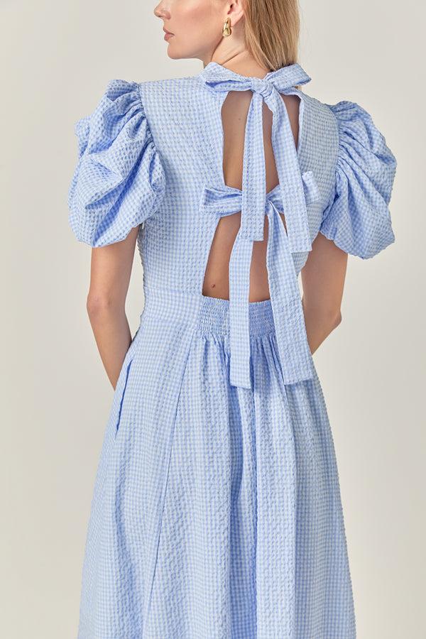 English Factory Gingham Charm Midi Dress POWDER BLUE