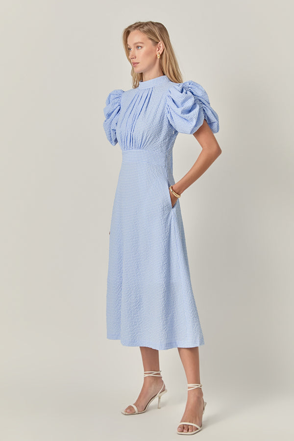 English Factory Gingham Charm Midi Dress POWDER BLUE