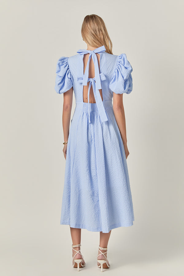 English Factory Gingham Charm Midi Dress POWDER BLUE