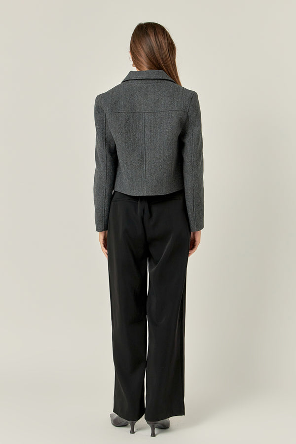 English Factory Gold Button Cropped Jacket CHARCOAL