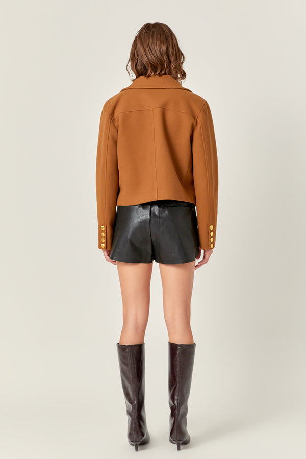 English Factory Gold Button Pointed Wool Jacket OLIVE BROWN