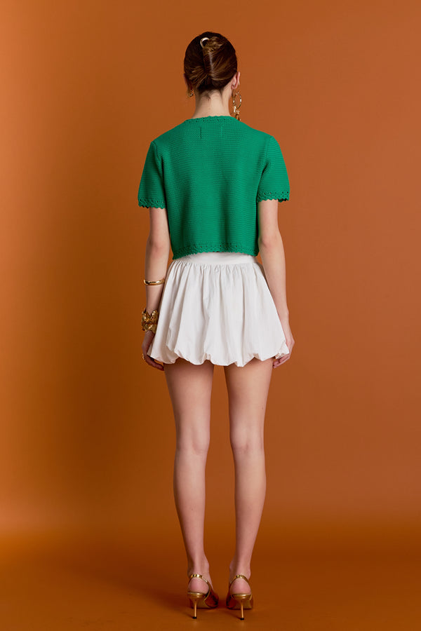 English Factory Gold Button Textured Cardigan GREEN