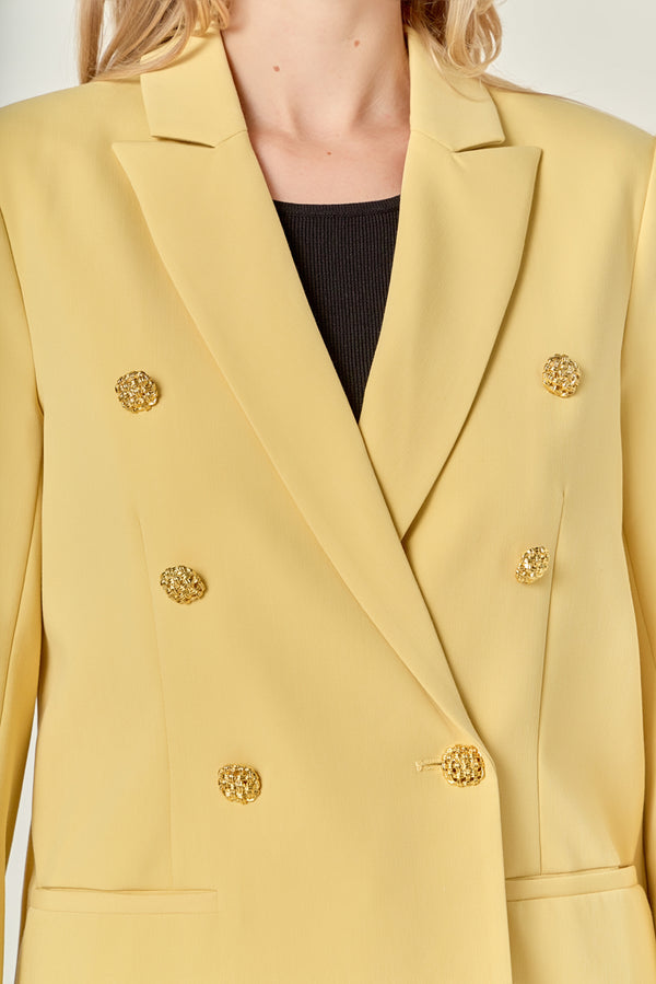 English Factory Gold Buttoned Structured Blazer DAFFODIL