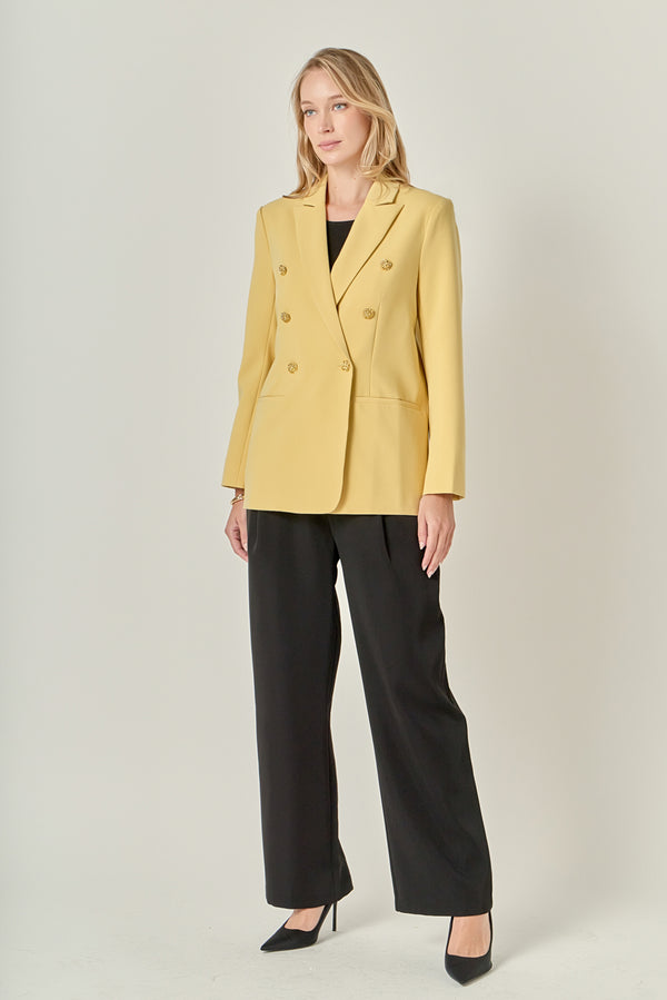 English Factory Gold Buttoned Structured Blazer DAFFODIL