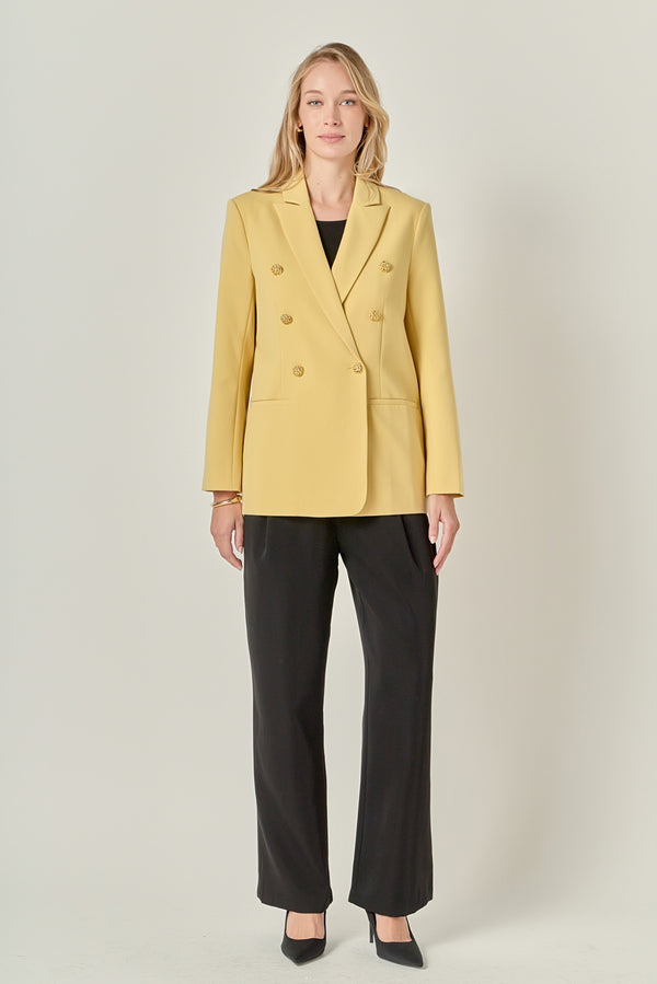 english factory Gold Buttoned Structured Blazer DAFFODIL