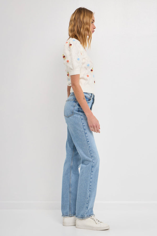 English Factory Handmade Floral Embroidery Sweater CREAM