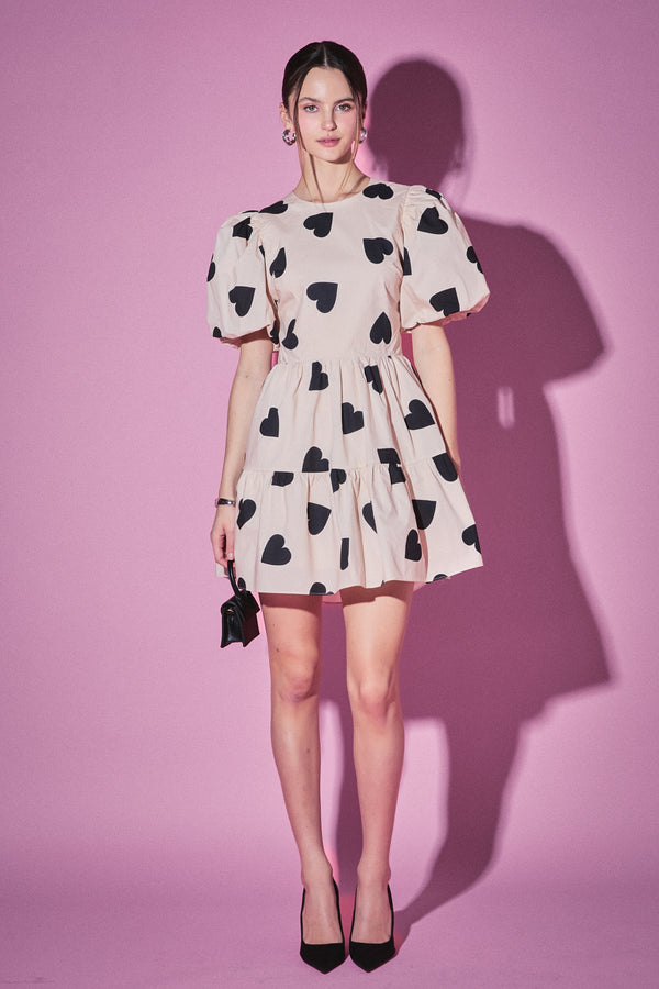 english factory Heart Shape Back Cut Out Mini Dress BEIGE/BLACK