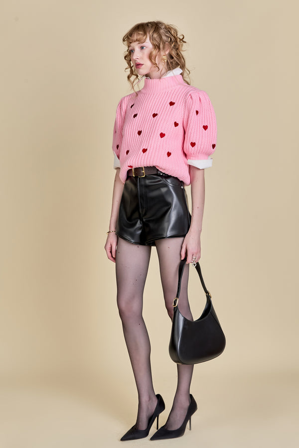 English Factory Heart Shape Embroidery Sweater PINK