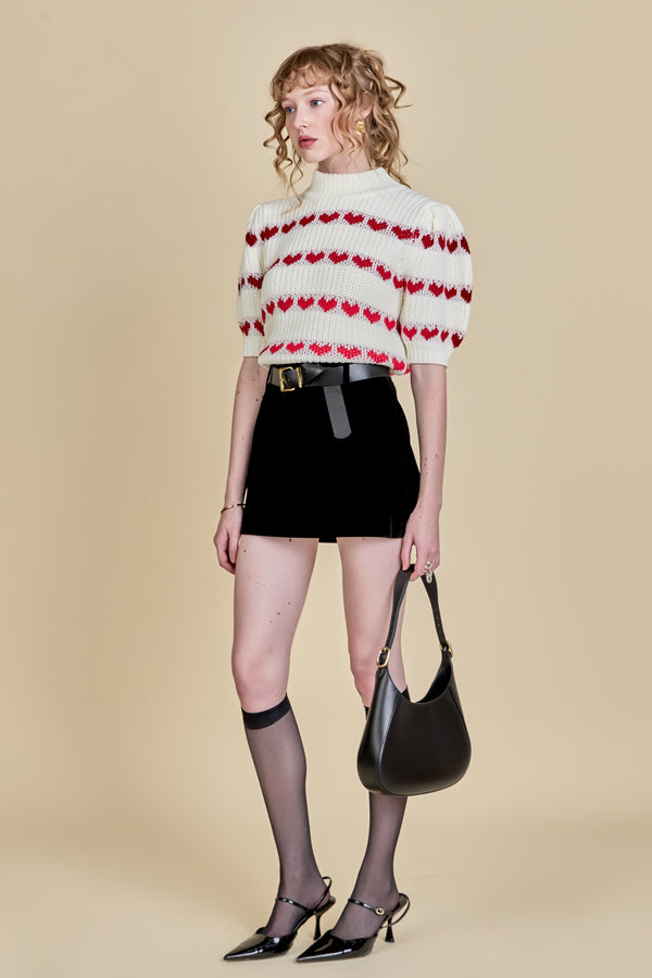 English Factory Heart Stripe Detail Sweater WHITE/RED