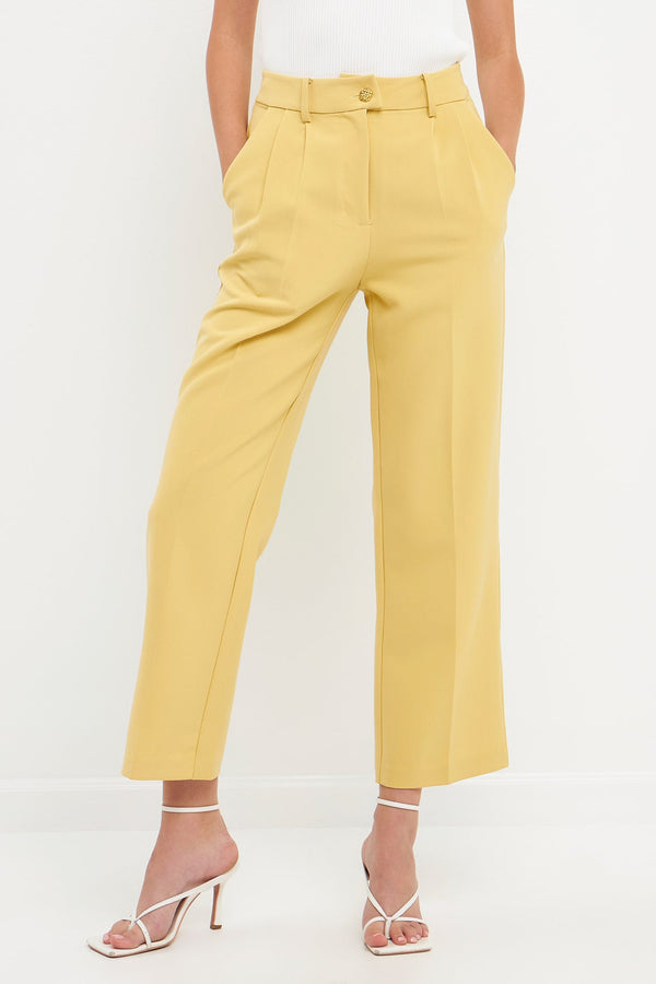 English Factory High-Waisted Straight-Leg Trousers DAFFODIL