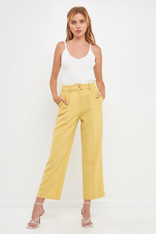 english factory High-Waisted Straight-Leg Trousers DAFFODIL
