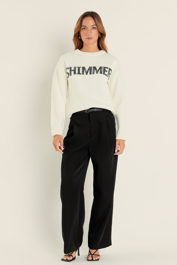 english factory Holiday Sequins Lettering Sweater OFF WHITE