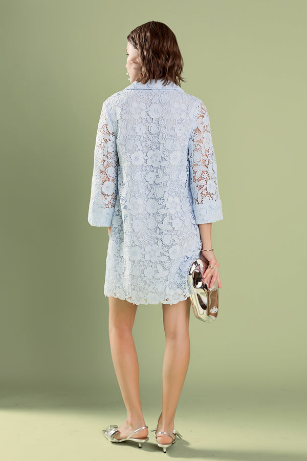 English Factory Iris Guipure Lace Mini Dress POWDER BLUE